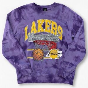 NBA Los Angeles Lakers Purple Tie-Dye Crewneck Sweatshirt Mens Womens M